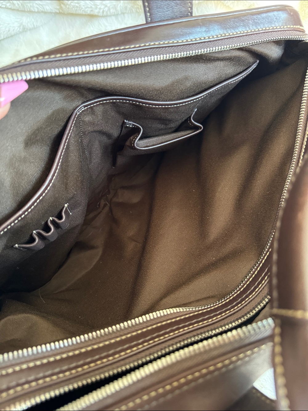 Coach Mahogany Brown Leather Briefcase with Shoulder Strap and Silver Accents 🤎 - Picture 10 of 16
